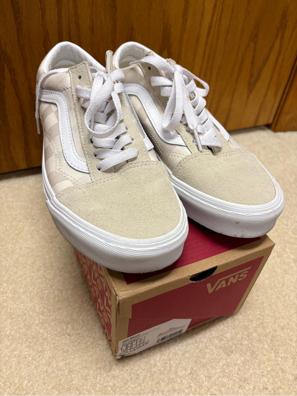 Vans Old Skool Beige and White Low-Top Sneakers